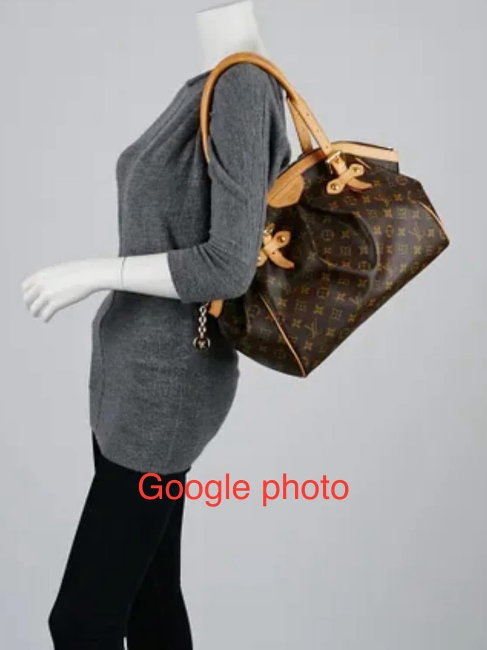 Louis Vuitton Monogram Canvas Shoulder Bag in Brown and Tan Leather